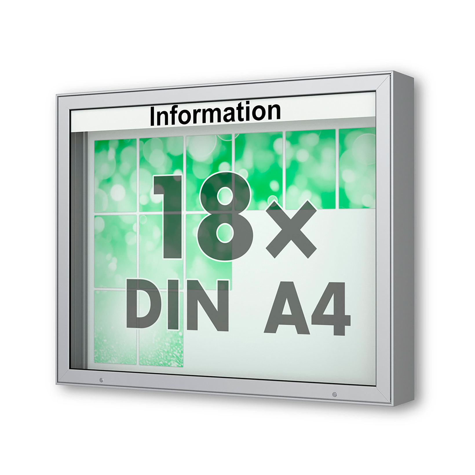 18 x DIN A4 Schaukasten Plenum eckig - der "Klassiker" - 210mm Bautiefe - Wandschaukasten mit optionaler LED-Beleuchtung