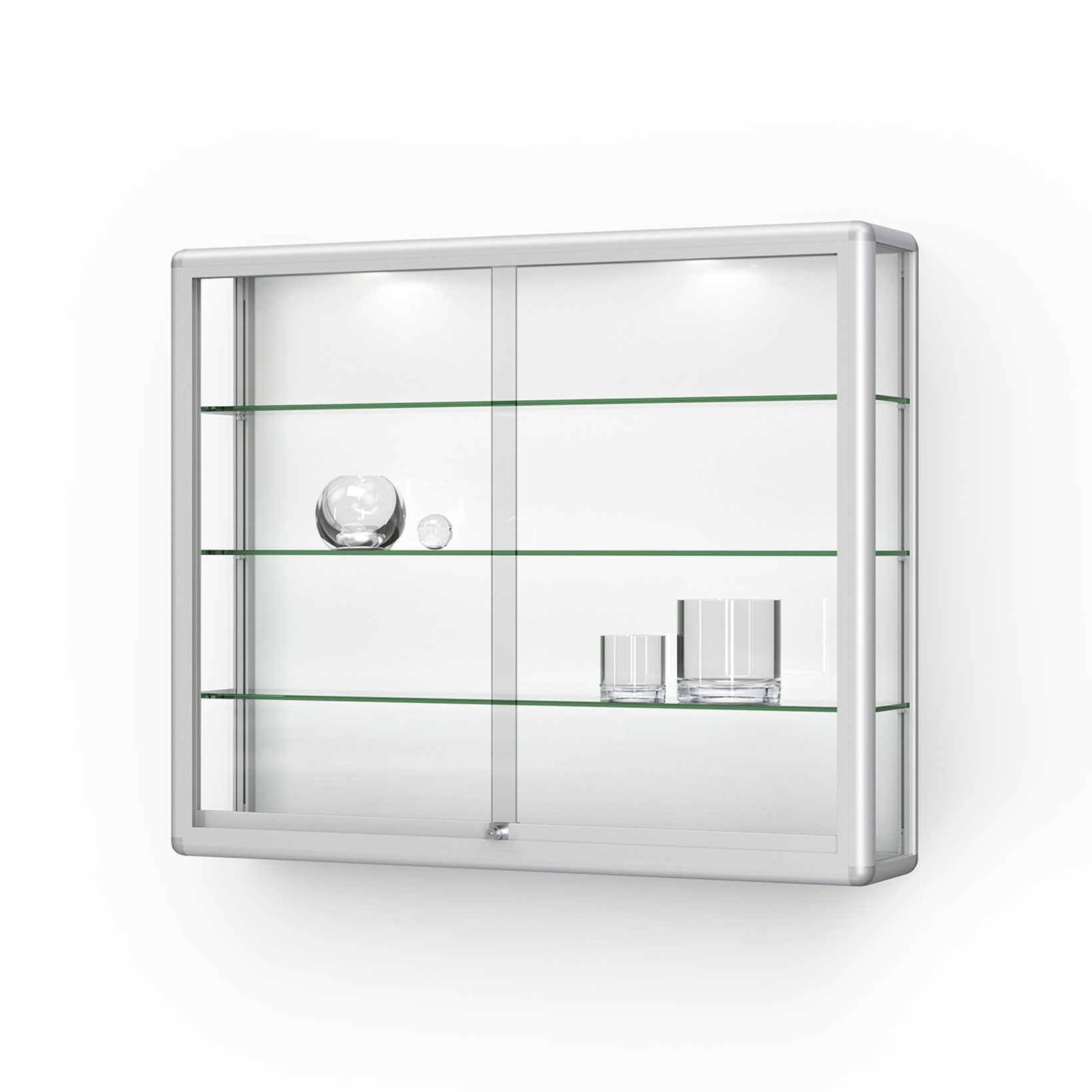 Vitrinenwand, Glasvitrine, Schrank, Glasregal, Metallrahmen