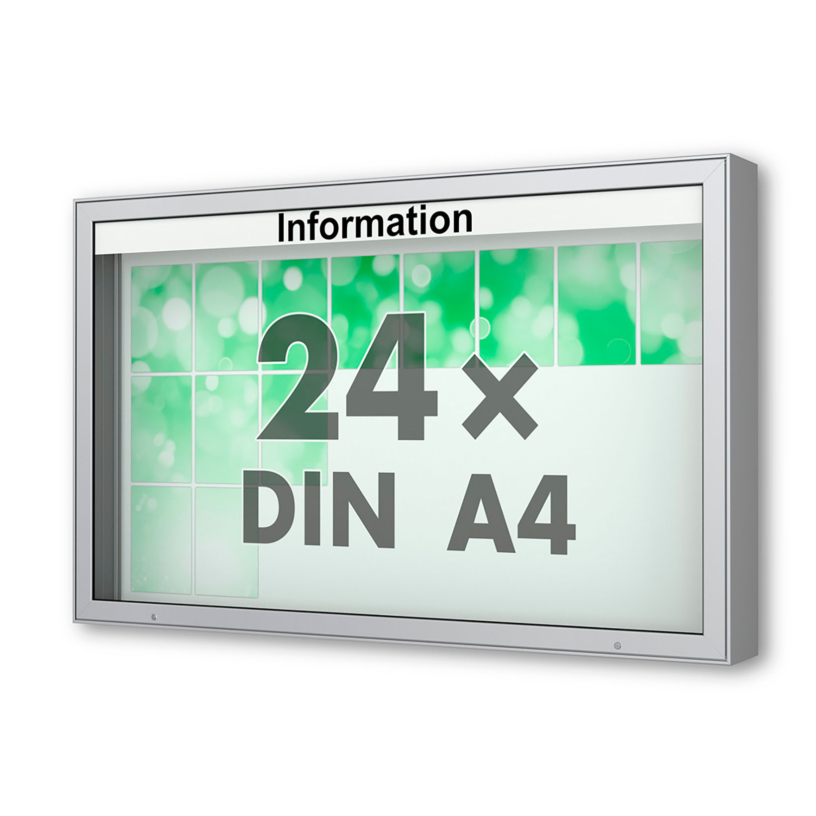 24 x DIN A4 Schaukasten Plenum eckig - der "Klassiker" - 210mm Bautiefe - Wandschaukasten mit optionaler LED-Beleuchtung